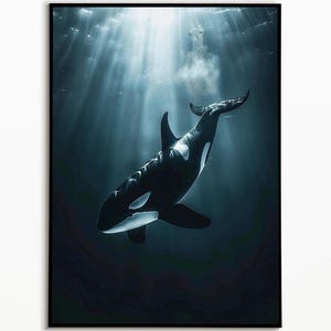 Orca Wal Wandkunst, druckbare Wandkunst, Ozean Bild Orca Wal, Tierkunst, Ozean Kunstwand, Meeresleben Bild, Killerwal Poster, Naturgewalten