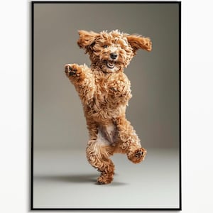 Goldendoodle dancing, dog art picture, digital download, Goldendoodle gift ideas, funny dog picture, interior design ideas, wall art