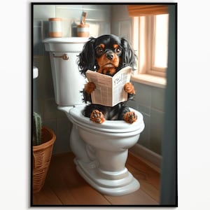 Cavalier King Charles Spaniel Toilette, Geschenkidee Hundebesitzer, Badezimmer Deko, Spaniel Geschenk, Funny Dog Picture, Digitaler Download