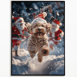 Labradoodle, Christmas decoration, funny Christmas gifts, funny dog picture, gift ideas for dog owners, Christmas card, wall art