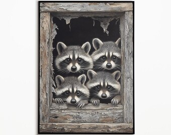 Raccoon picture, digital download, bathroom poster ideas, digital download, funny raccoon picture, wall decoration poster, funny animal picture