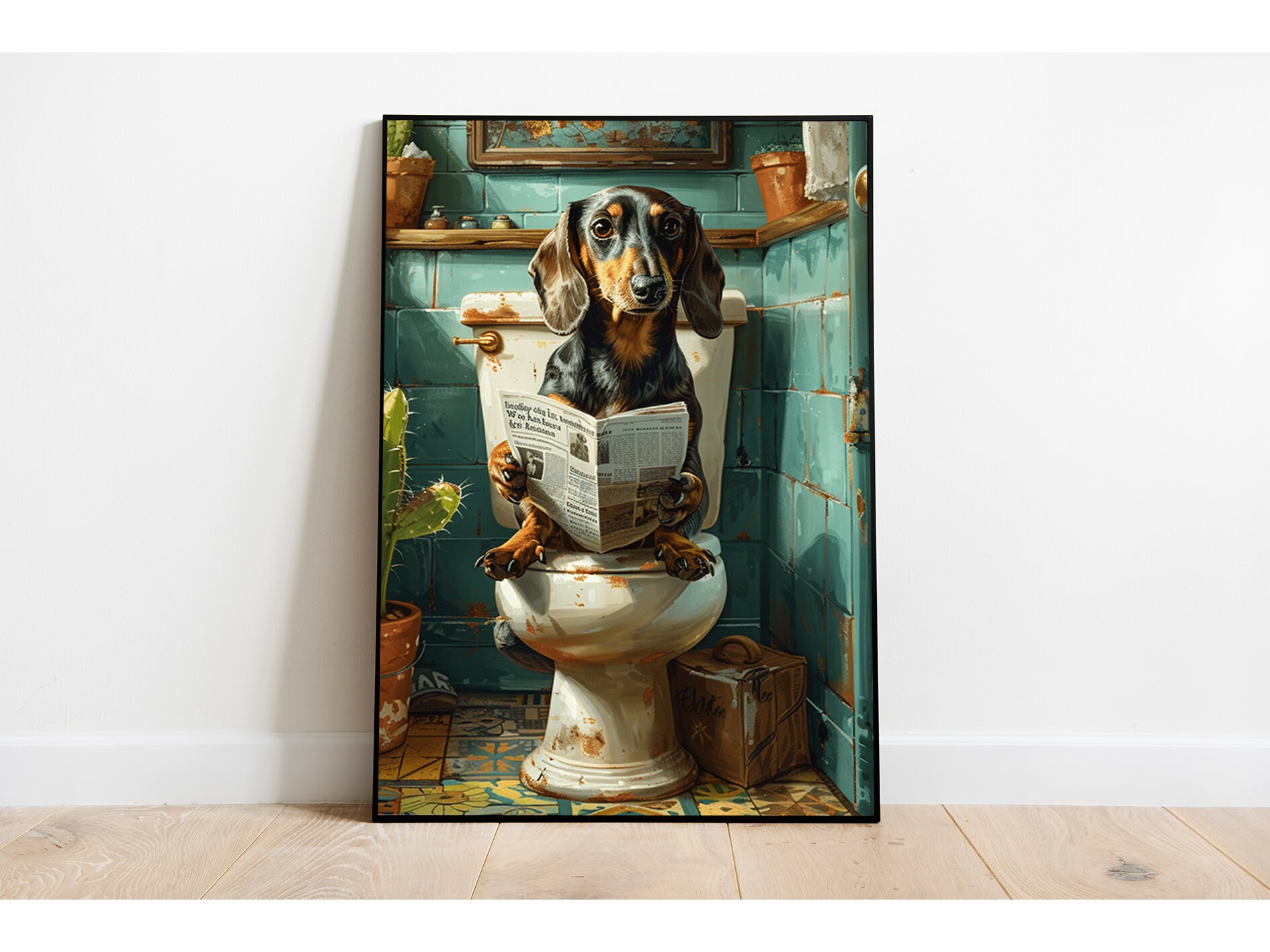 Cartello In Latta Vintage Per Bagno – No Job Is Finit, Con Bassotto, Metallo, 30,5x20,3 Cm, Rustico - 4