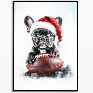 French Bulldog Christmas, Funny Christmas Gifts, Funny Dog Picture, Gift Ideas Dog Owners, American Football Dog