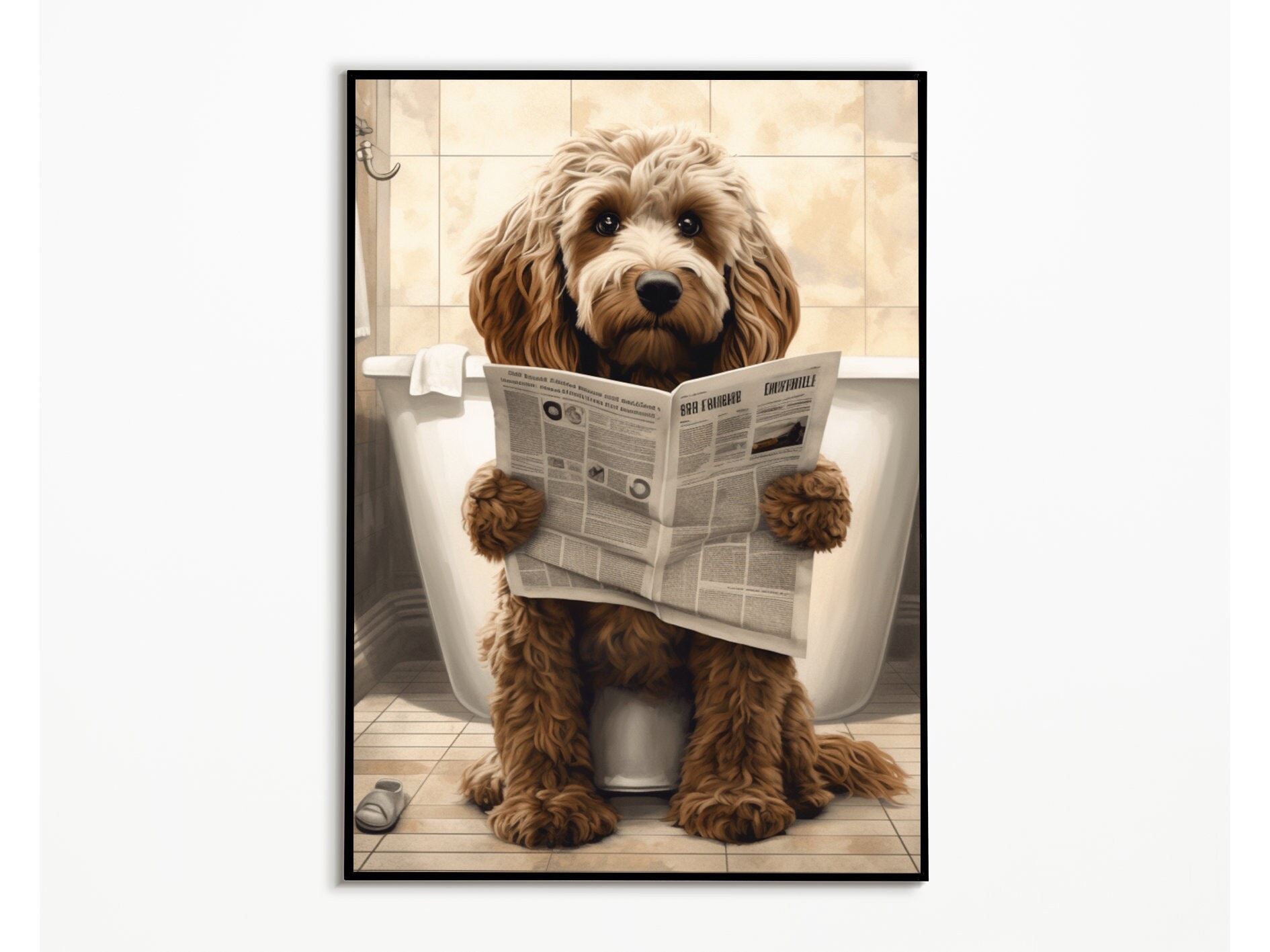 Cockapoo on the Toilet and Reading the Newspaper, Bathroom Ideas