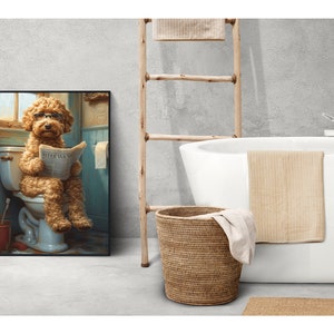 Goldendoodle auf Toilette,Badezimmer Bild, Digitaler Download, Goldendoodle Geschenk,Funny Picture, Einrichtung Ideen Badezimmer, Wall Art Bild 3