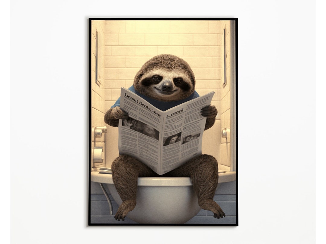 Badezimmer Poster Faultier, Faultier Bild lustig, Badezimmer Ideen