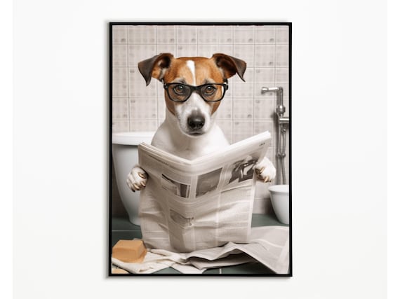 Jack Russell Terrier In Bagno E Leggendo Il Giornale Foto Del jack-russell-terrier-in-bagno-e-leggendo-il-giornale-foto-del