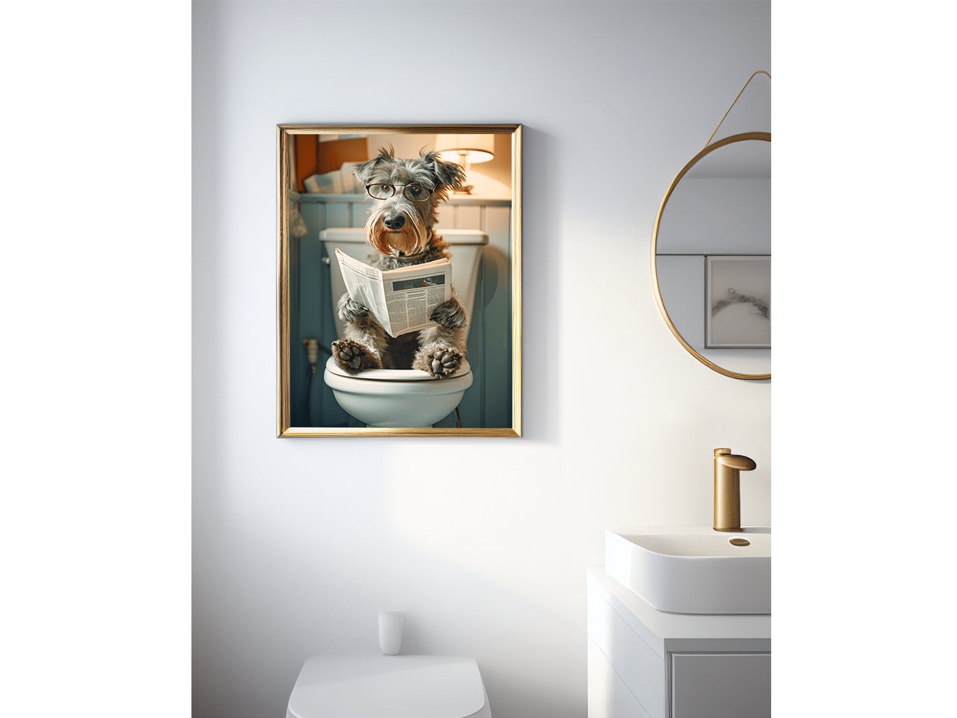 Irish Wolfhound on the Toilet, Bathroom Pictures, Digital Download