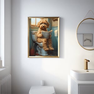 Goldendoodle auf Toilette,Badezimmer Bild, Digitaler Download, Goldendoodle Geschenk,Funny Picture, Einrichtung Ideen Badezimmer, Wall Art Bild 5