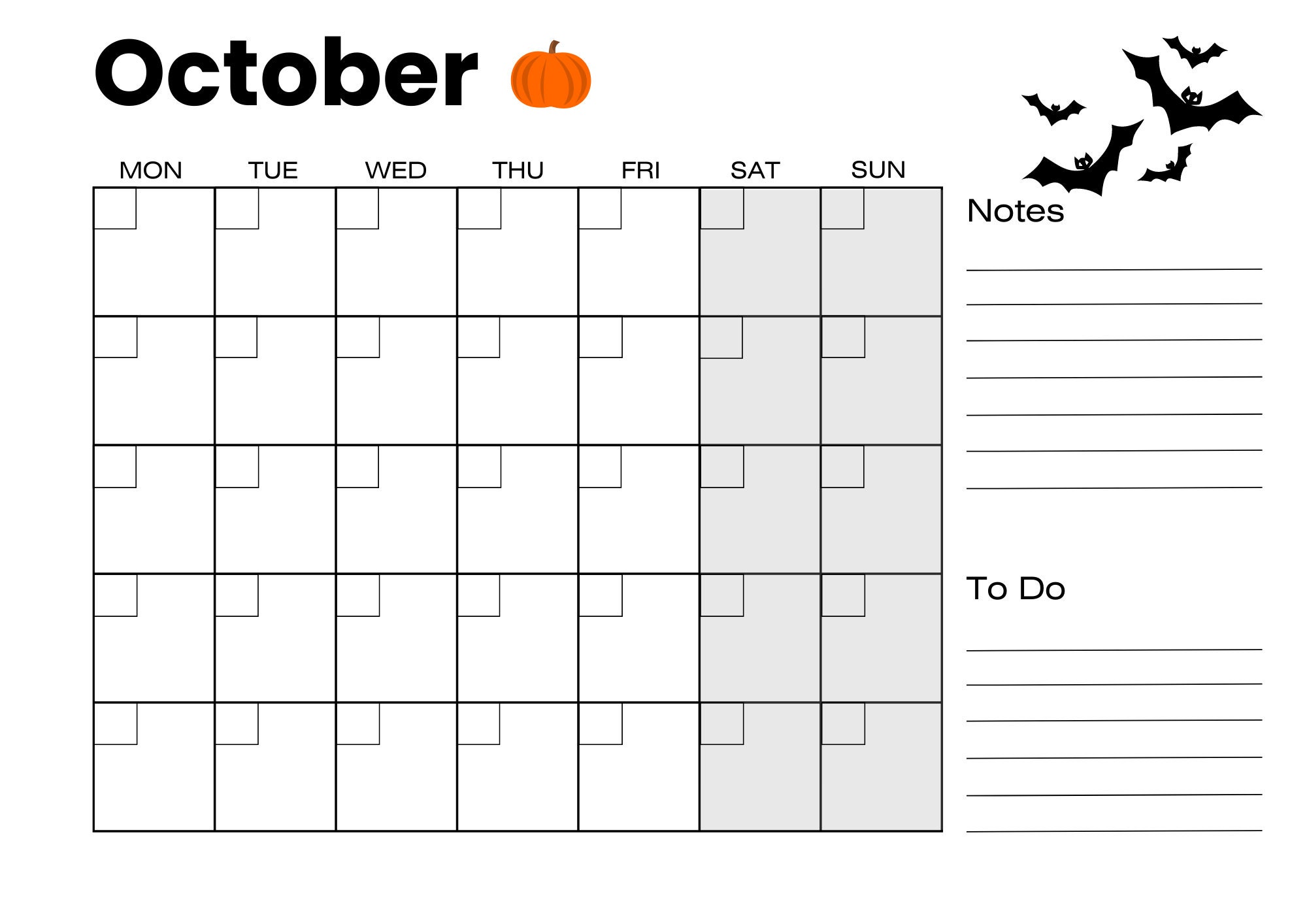 Printable Blank Calendar, Fillable Planner, Monthly Organiser, Digital ...