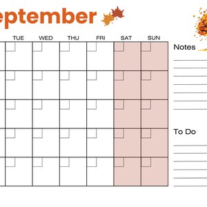 Printable Blank Calendar, Fillable Planner, Monthly Organiser, Digital Download, Calendar ...