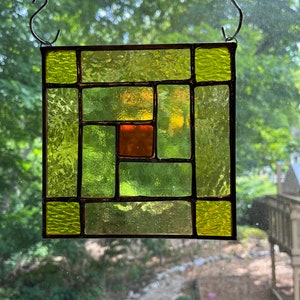 Square Geometric Stained Glass Sun Catcher