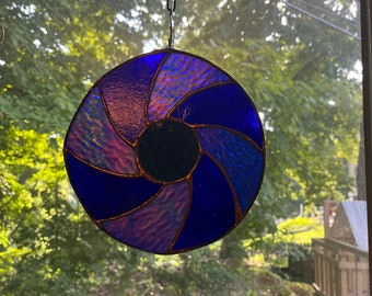 Blue Mandala Stained Glass Circle Sun catcher