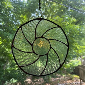Clear Mandala Stained Glass Circle Suncatcher