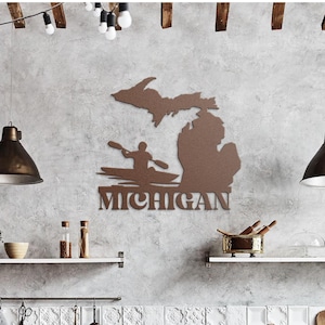 Michigan Kayaking Metal Sign Kayak Michigan Kayak Lover