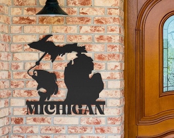 Letrero metálico de pesca de Michigan