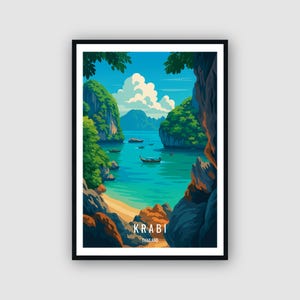 Krabi Thailand Travel Poster Krabi Print Wall Art Thailand Illustration Home Decor Krabi Gift Art Print Krabi Travel Poster