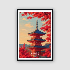 Kyoto Japan Travel Poster Kyoto Print Wall Art Japan Illustration Home Decor Kyoto Gift Art Print Kyoto Travel Print