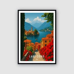 Comer See Italien Reise Poster Comer See Druck Wand Kunst Italien Illustration Wohnkultur Comer See Geschenk Kunstdruck Comer See Reisedruck