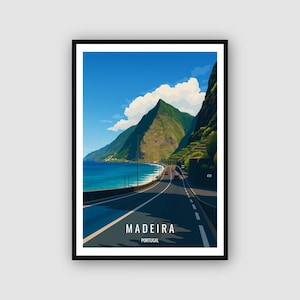 Madeira Portugal Travel Poster Madeira Print Wall Art Portugal Illustration Home Decor Madeira Gift Art Print Portugal Travel Print