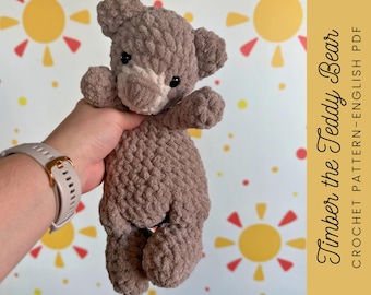 Patron au crochet - Peluche ou couette Timber l&#39;ours en peluche - PDF ours Amigurumi - Patron au crochet animal de la forêt - Broderie d&#39;oeil