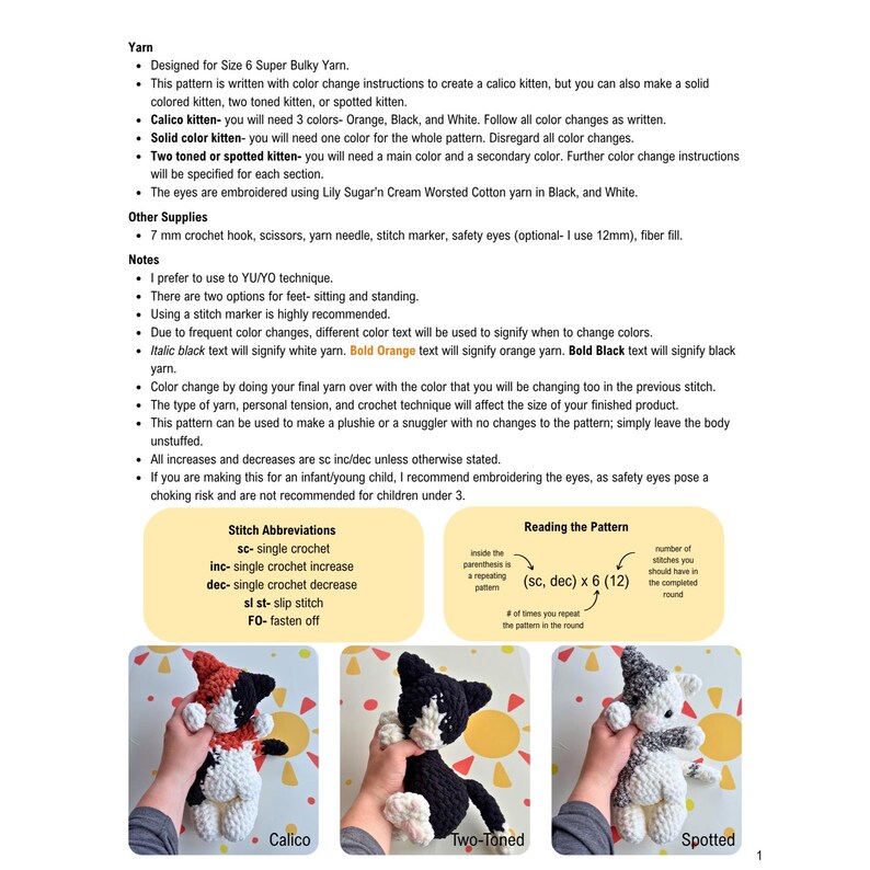 Kami the Kitten Crochet Pattern – Plushie or Snuggler PDF, Eye Embroidery Tutorial image 3