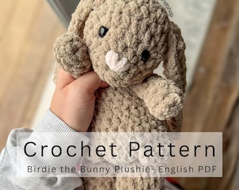Amigurumi Bunny Crochet Pattern PDF - Birdie the Bunny Plushie or Snuggler - Woodland Animal Toy - Eye Embroidery