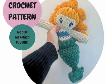 Crochet Pattern with Eye Embroidery Tutorial: Maisey Mermaid, Amigurumi Doll, Crochet Doll, Crochet Tutorial, Eye Embroidery Tutorial