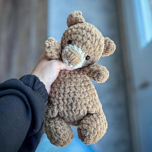 Teddy Bear Crochet Pattern: Timber Plushie or Snuggler (PDF) (Eye Embroidery Tutorial Included)