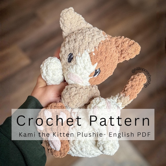 Kami the Kitten Crochet Pattern – Plushie or Snuggler PDF, Eye Embroidery Tutorial
