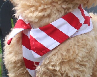 Handmade Dog Harness – Red & White Striped, Anti-Escape Adjustable No-Pull Harness