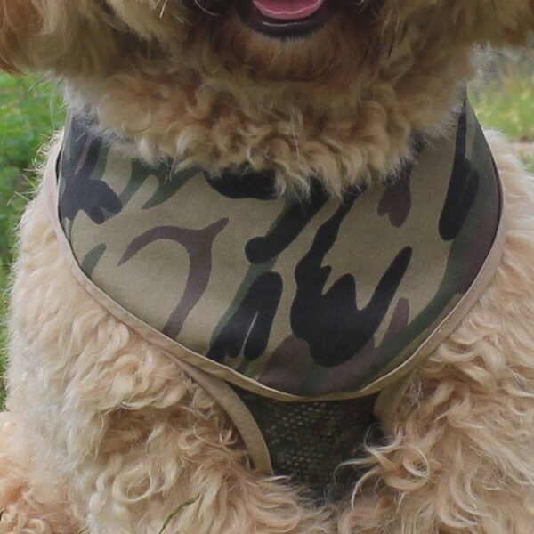 Hond bandana, Harnais Chien, hondenharnas patroon, Hundegeschirr, hondenkleding, verstelbaar harnas 100% handgemaakt, camouflage bandana