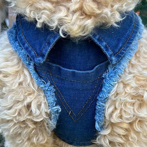 Escape Proof Dog Harness, Adjustable Bandana Collar, Anti-Escape Dog Harness 100% Handmade, Jean