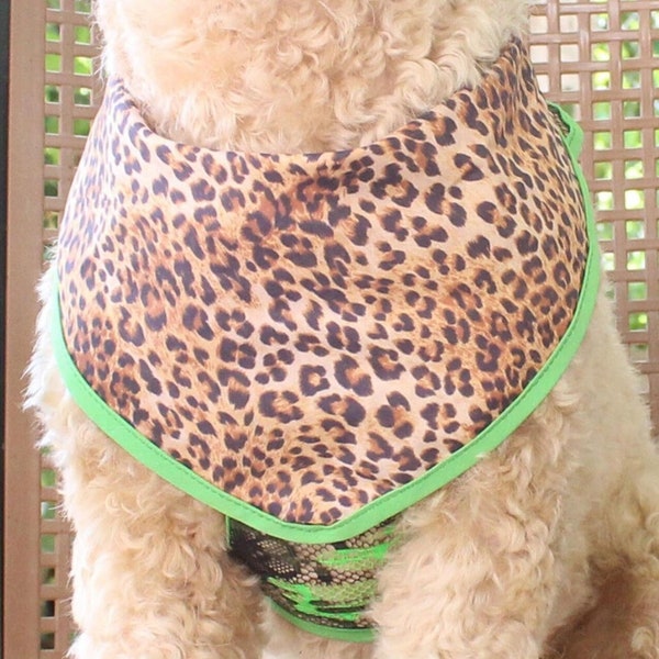 Dog Harness, Adjustable Cute Harness 100% Handmade, Puppy Walking Accessories, Leopard