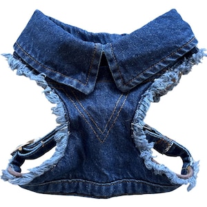 Adjustable Denim Dog Harness Vest Jacket for Small and Medium Dogs and Cats image 1