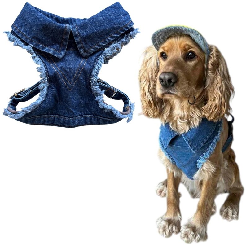 Adjustable Denim Dog Harness Vest Jacket for Small and Medium Dogs and Cats image 16