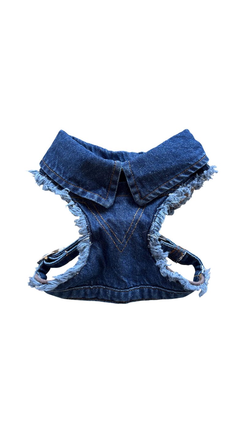 Adjustable Denim Dog Harness Vest Jacket for Small and Medium Dogs and Cats image 1