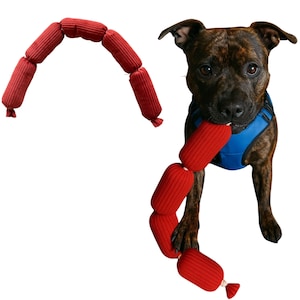 Plush Dog Toy, Knitted Dog Toy, Sausage Plush Dog Toy, Durable Dog Toy, Eco-Friendly Dog Toy