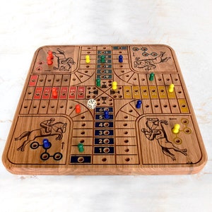 Juego de caballitos en madera de roble y resina epoxi, juego dada