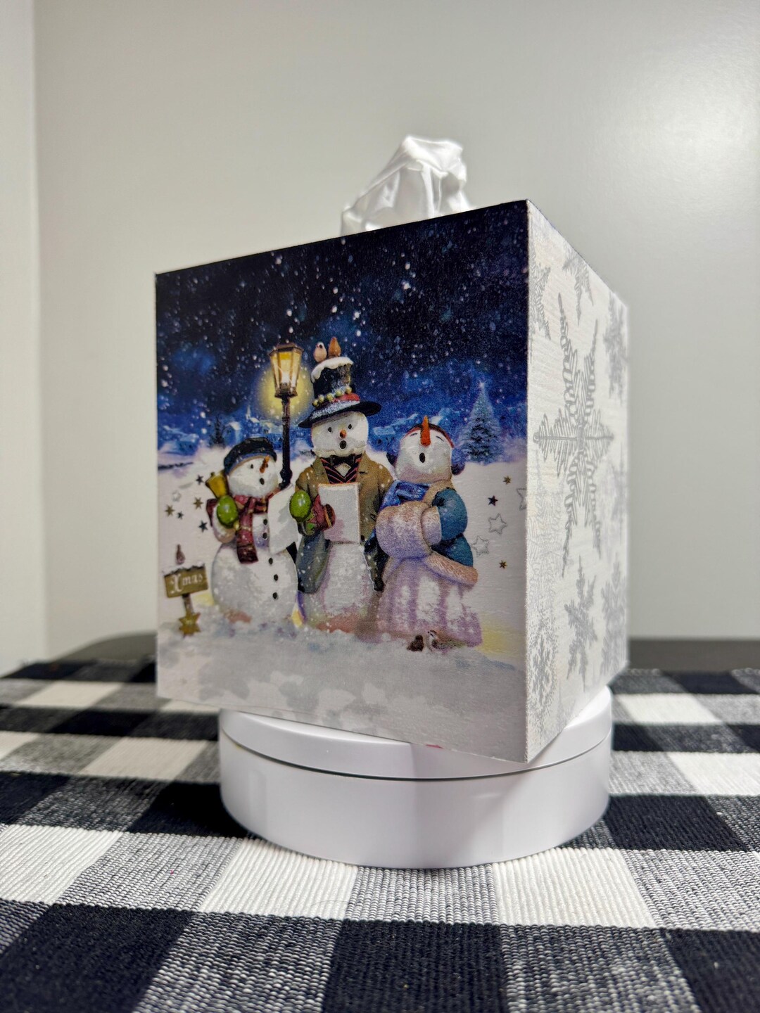 Rustic Handmade Wooden Christmas Tissue Box Cover - Vintage Christmas ...