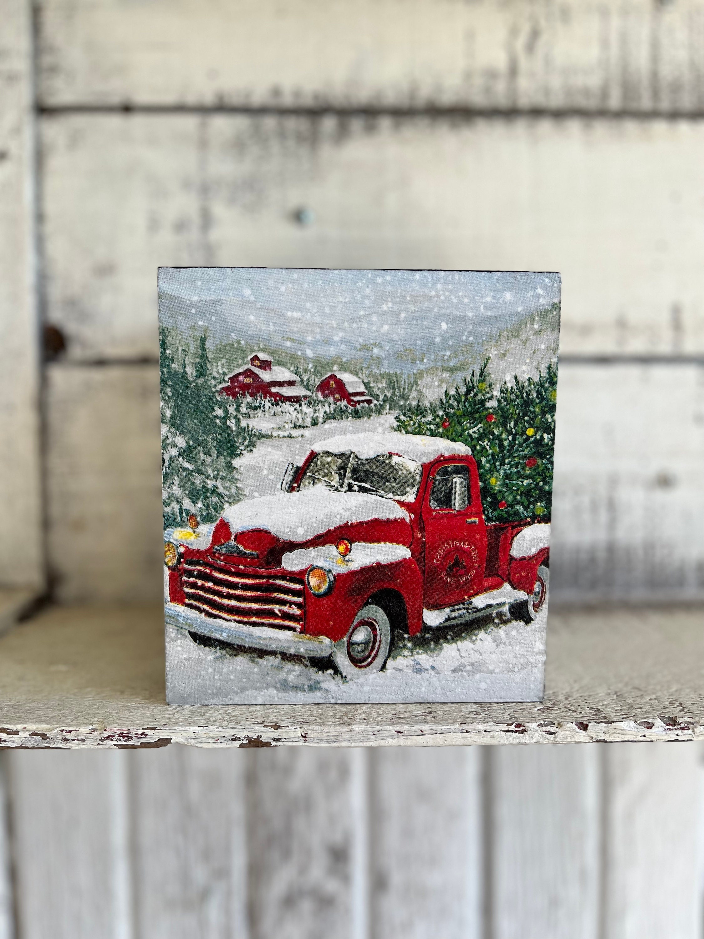 DIY Mary Maxim Old Red Truck Plastic Canvas Tissue Box Cover Kit