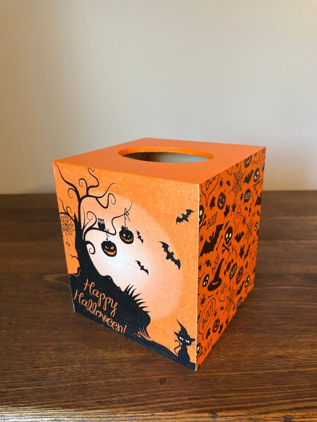 Enchanted Halloween Tissue Box Cover Spooky Tree Bats and Etsy