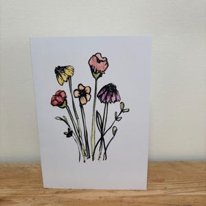 kleurrijke wilde bloemenwenskaart voor haar, voor elke gelegenheid, ik denk aan jou, bedankt, veel succes, verjaardag