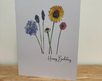 A  July flowers birthday card designed for her