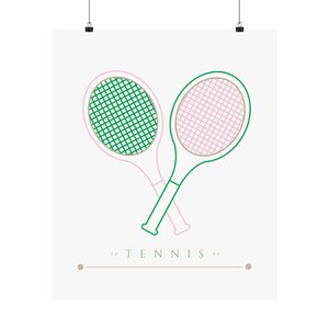 Tennis Preppy Wall Art, Sports Home Decor, Matte Vertical Prints, Pickle-ball Fan Gift