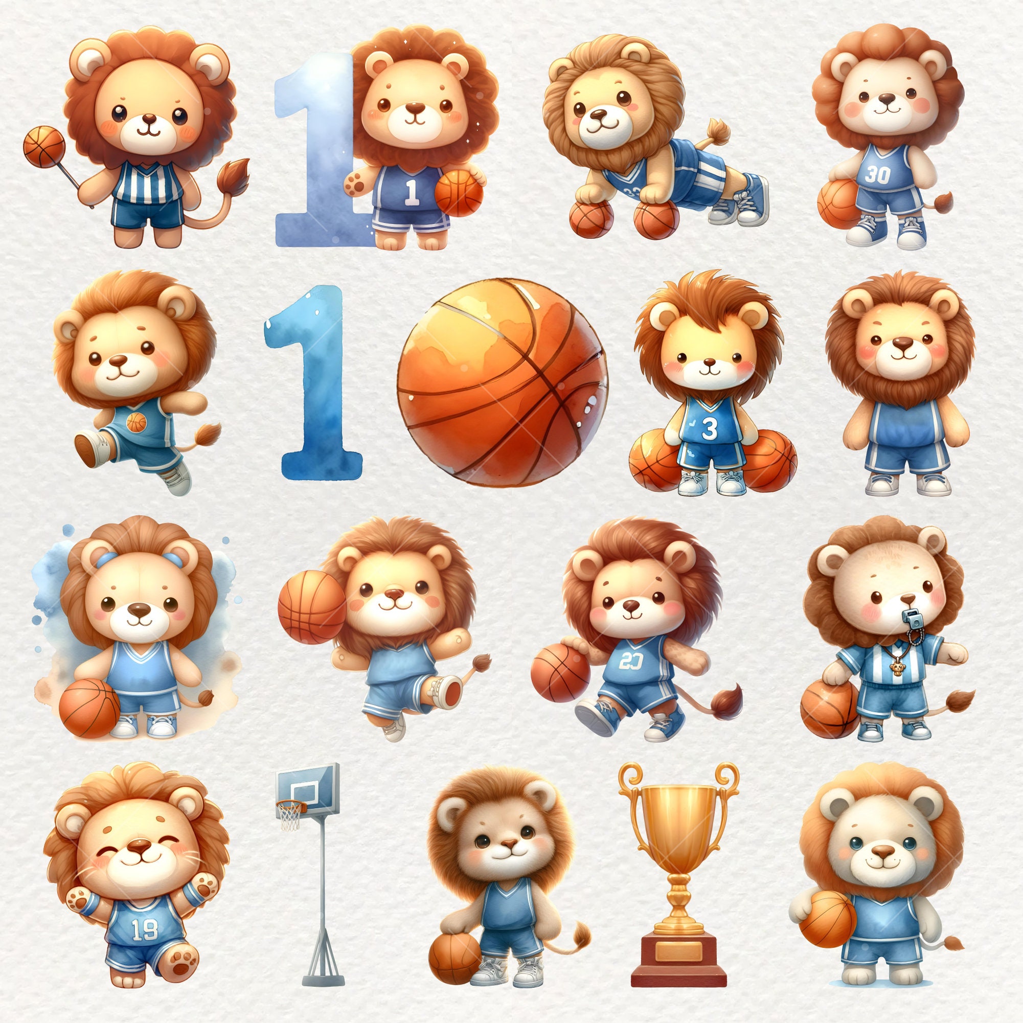 Cute Lion Basketball Clipart, Nursery Art (digital Download) - Etsy