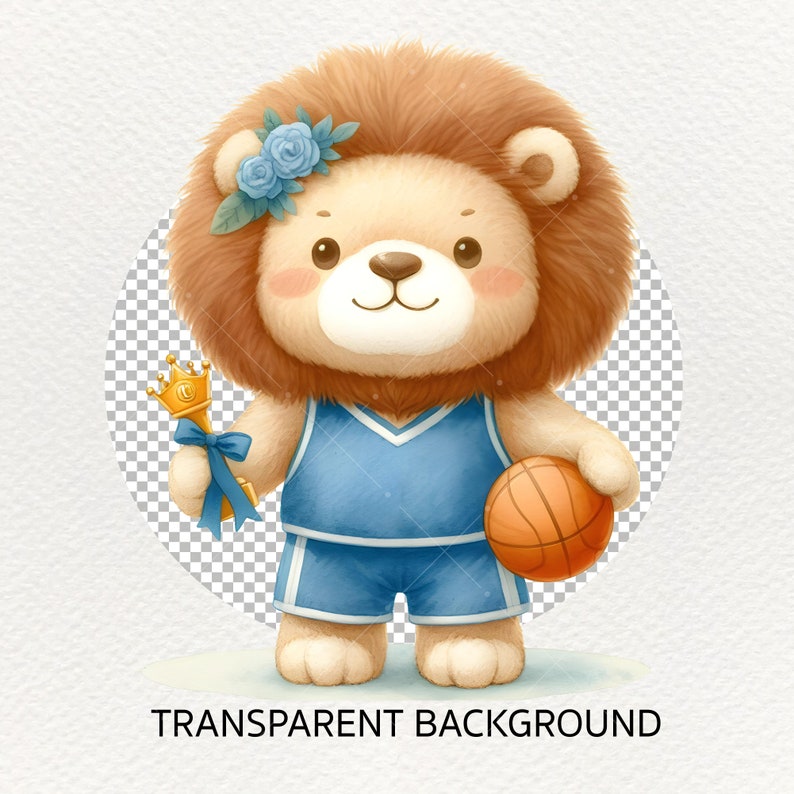Cute Lion Basketball Clipart, Nursery Art (digital Download) - Etsy