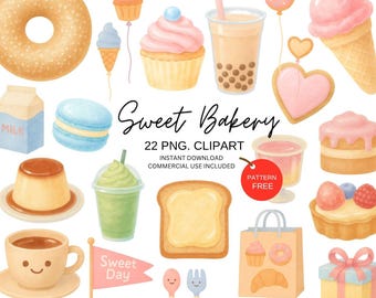 Pastel Dessert Clip Art | Sweet Treats PNG for Stickers, Planners