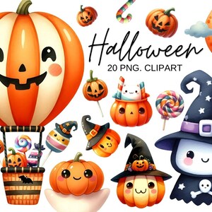 Halloween Ghost & Pumpkin Collage Holiday PNG collage, cards and DIY crafts, commercial use