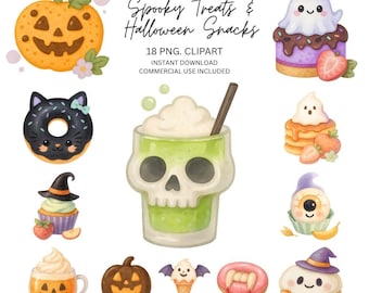 Kawaii Halloween Treat Clipart | Spooky Sweets PNG (Digital Download)